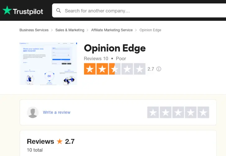 opinion edge trustpilot