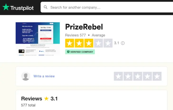 prizerebel trustpilot