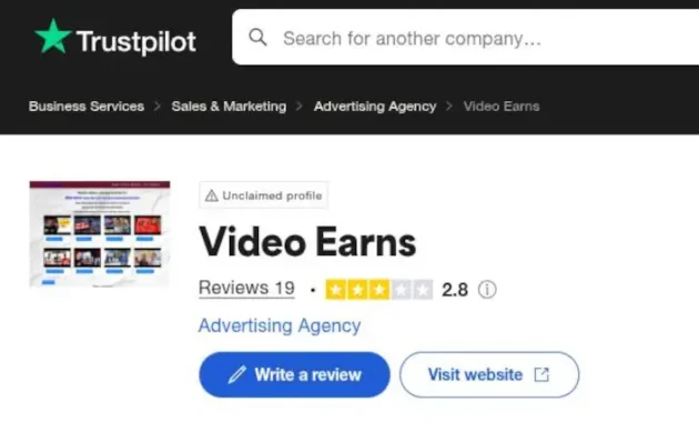 video earns trustpilot